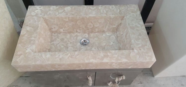 Pink Flora Translucent Stone Basin For Vanity